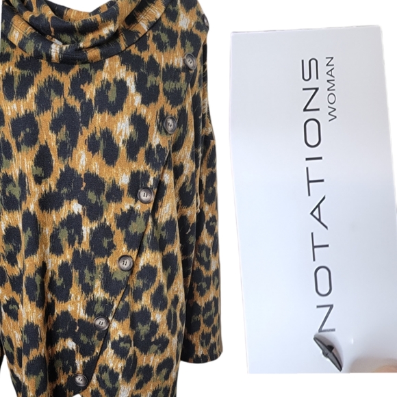 SOLD!!! NOTATIONS WOMAN ANIMAL PRINT COWL NECK BLOUSE NWT - Picture 2 of 4